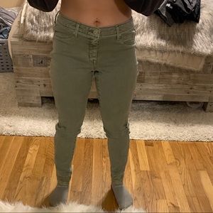 NWOT olive jeggings with knee slit